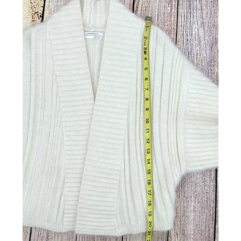 By Anthropologie Cream‎ Open Front Cocoon Cardigan M/L Fuzzy Soft Knit Sweater